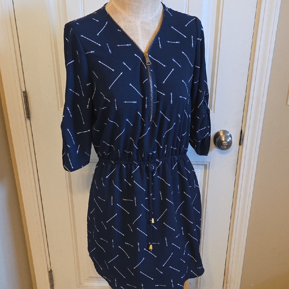 J for Justify Dresses & Skirts - Navy Blue Arrow Patterned Dress